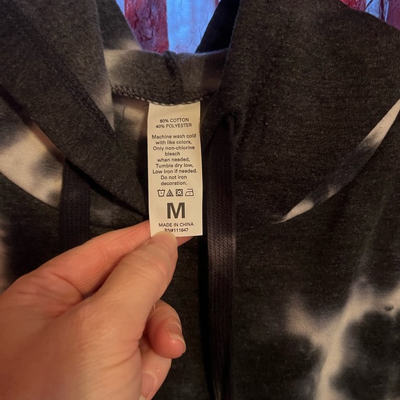 Black and White Tie-Dye Hoodie - Picture 2 of 2
